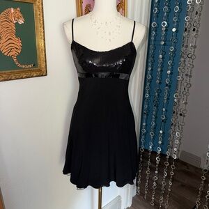 Vintage Y2K Black Sequin Spaghetti Strap Dress
